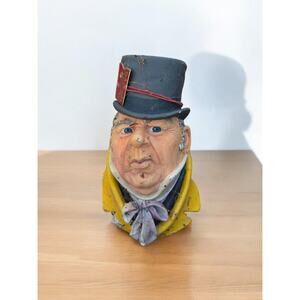 Vtg 1964 Bossons England Mr Micawber Chalkware Head Wall Hanging Charles Dickens